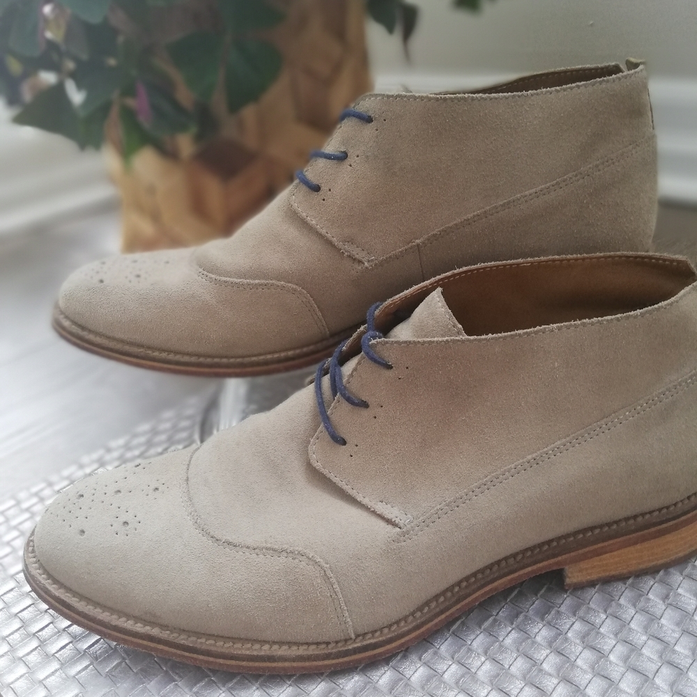 J Brand Suede Desert Boot with Brogue Detail